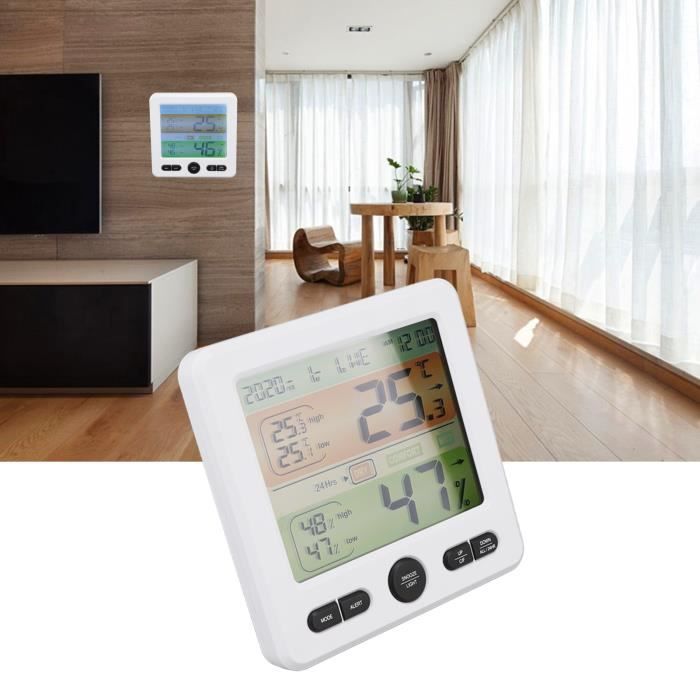 Thermomètre Hygromètre Solaire Intérieur - Mini Station Météo Sans Pile, Fonctionne à La Lumière, écran Géant