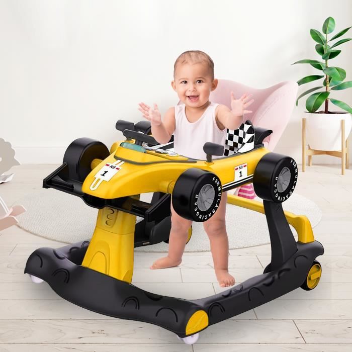 Trotteur Bébé Pliable 4 En 1 Avec Hauteur Et Vitesse Réglables/pousseur Et Marchette Evolutif