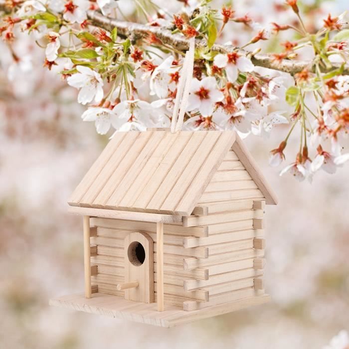 Meilleurs prix pour Vvikizy Nichoir à oiseaux Nids doiseaux suspendus en bois boîte de nidification accessoires pour perroquets jardin filet
