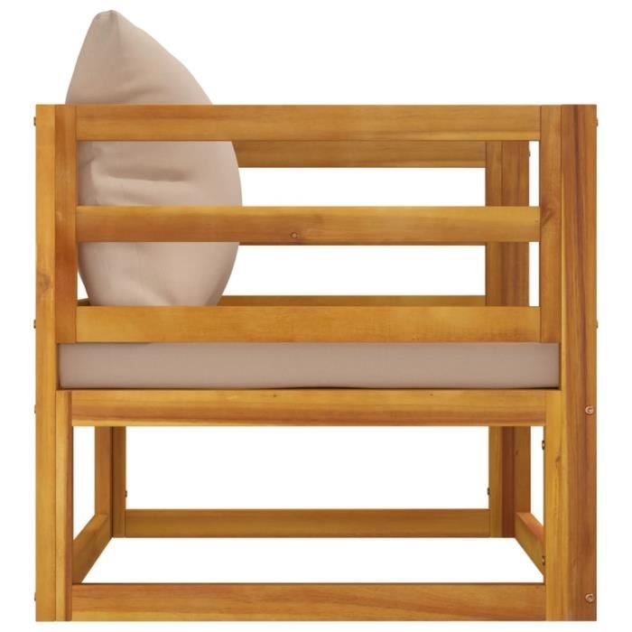 yosoo chaise de jardin avec coussins taupe bois massif d'acacia ls015