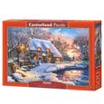 Puzzle 500 pièces - CASTORLAND - Cottage en hiver - Paysage et nature - 10 ans-1