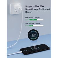 Chargeur Rapide 66W SuperCharge Pour Huawei Et Honor - Inclus Câble USB-C 1m - Compatible Honor 90 Lite, Magic V3, Huawei Pura 70, Mate 60, Etc.
