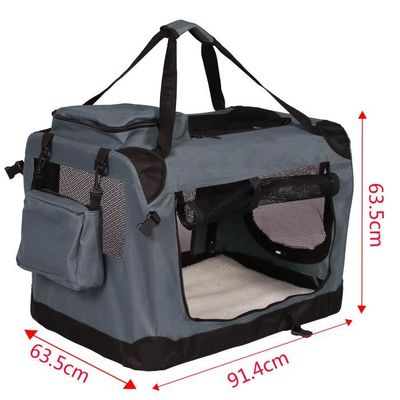 EUGAD Cage de transport pliable en Oxford Sac de transport pour chien ou chat XXL 91.4x63.5x63.5cm Gris Cdiscount