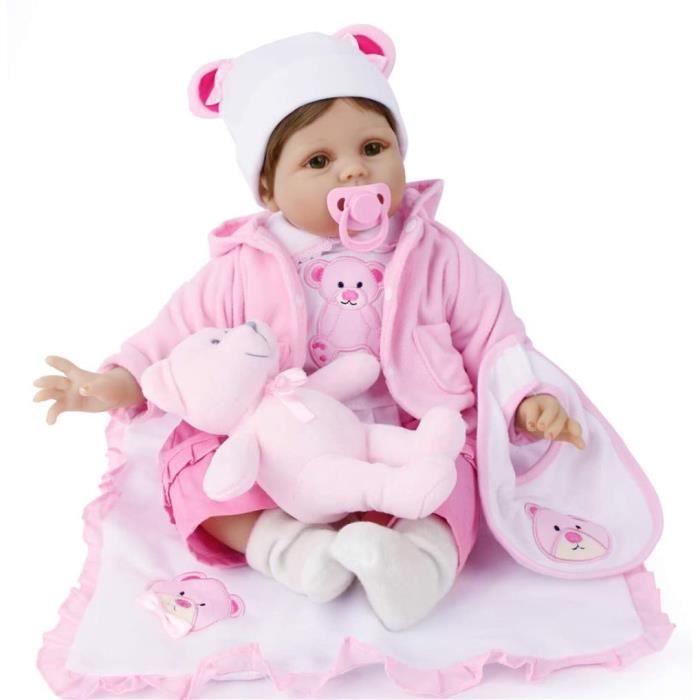 22 Pouce Poup e Reborn Bebe Fille Silicone realiste Baby Dolls