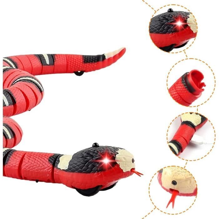 Jouet Serpent télécommandé infrarouge, Langue rétractable et Queue oscillante, Jouet pour Enfants et Animaux domestiques