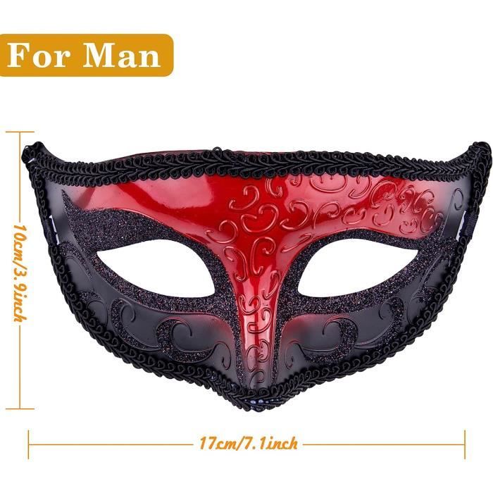 Masque Vénitien Homme Noir Classique - Demi-masque Plastique élégant Pour Carnaval, Soirée Costumée