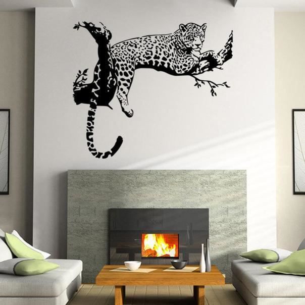 Leopard Stickers Muraux Salon Chambre Décoration amovible Poster Wallpaper  @su598