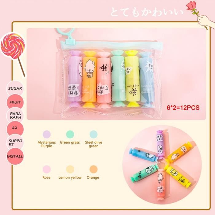 Lot De 18 Mini Surligneurs En Forme De Bonbon - Surligneurs Pour Enfants - Mini Surligneurs