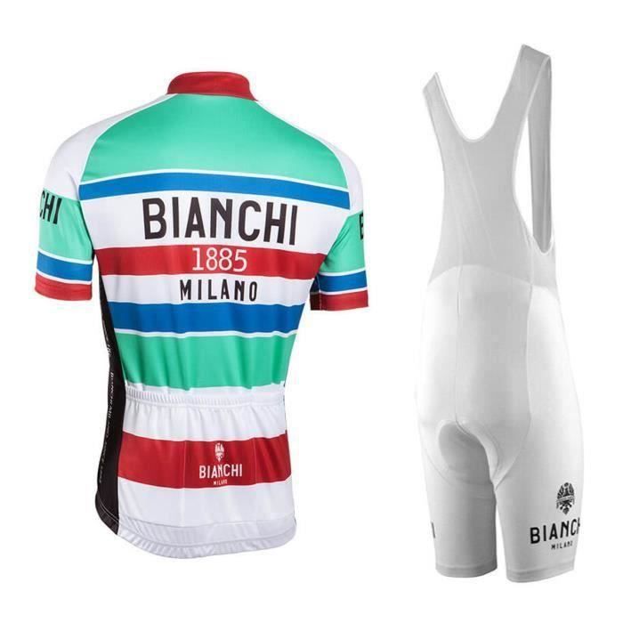 Ensemble Cyclisme Homme été - Maillot Manches Courtes + Cuissard Avec Bretelles - Gel 3D, Respirant - Pour Route Et VTT