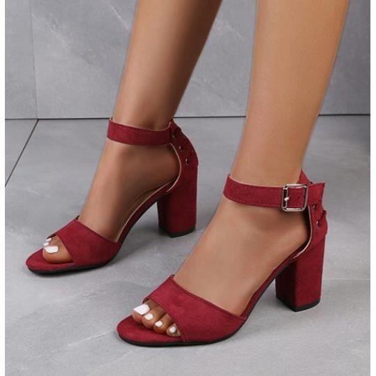Sandale talon carré rouge best sale