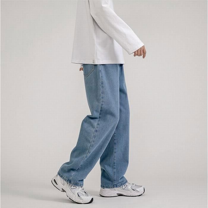 Jeans amples pour hommes pantalon large en denim droit pour jeune homme pantalons hip hop garcons Bleu clair Cdiscount Pret a Porter