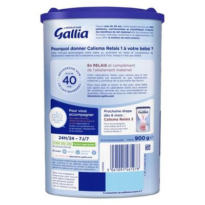 GALLIA Calisma Relais Lait en poudre 1er âge 900g - Achat / Vente lait 1er  âge GALLIA Calisma Relais Lait en poudre 1er âge 900g - Cdiscount  Prêt-à-Porter