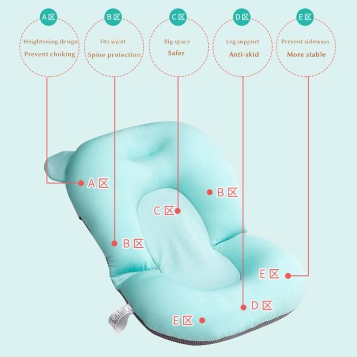 Tapis De Bain Flottant Pour Bébé 0-6 Mois – Avec Ceinture De Sécurité, Rembourrage EPS, Lavable En Machine – Bleu étoile Magique