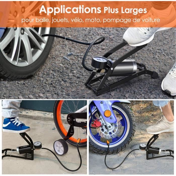 Acheter Pompe à main de vélo SPRINGOS® avec manomètre à air jusqu'à 11 bar  - Tête à double valve