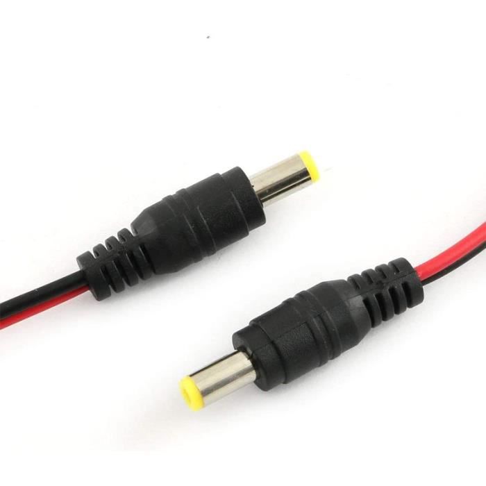 Connecteur Jack DC 12V Mâle/Femelle - Câble Pour LED, CCTV, Chargeur - Kit Nécessaire Pour Branchements