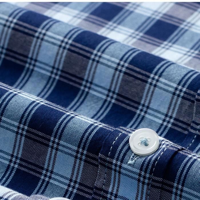 Walker and Hawkes - Chemise pour Homme - Coton/Carreaux/Manches Courtes/Campagne - Entretien Facile - Bleu - M (40