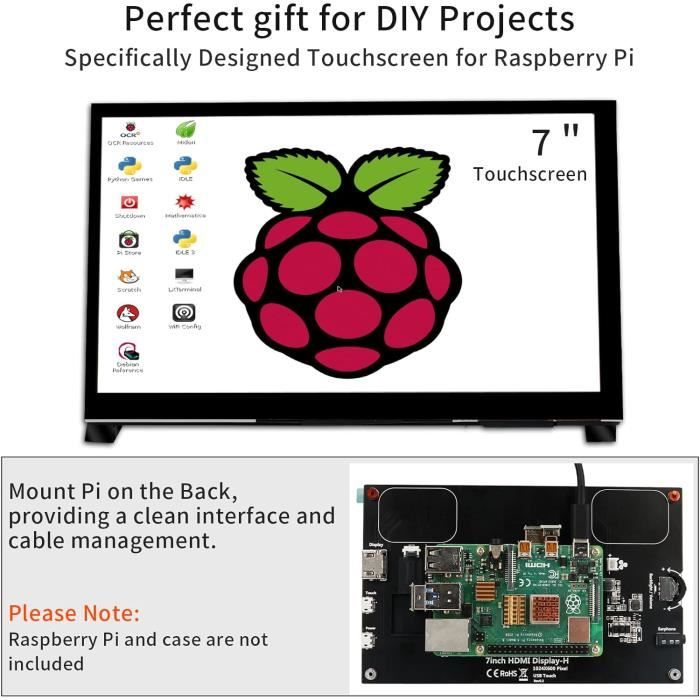 Raspberry Pi 4 Écran Tactile, 7 Pouces Portable Raspberry Pi Ips Écran  1024X600Ips Avec Verre Trempé Hdmi Usb Moniteur Pour R[J1570] - Cdiscount  Informatique