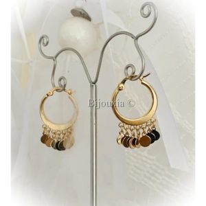 Boucles D'oreilles Anneaux Dorés Style Ethnique/oriental - Paire - Alliage Doré - Neuf Avec étiquettes