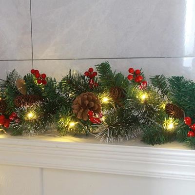 Guirlande Sapin Noël Nëol 270cm - 50 LEDs, 230 Têtes, Pommes De Pin Rouges, Décoration Festive