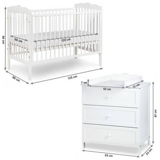 Radek Iii Ensemble Commode A Langer Lit Bebe 1x60 Cdiscount Puericulture Eveil Bebe