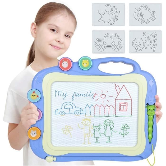 SGILE Jouets pour enfants, tableau magique magnétique pour l'apprentissage précoce, ardoise magique effaçable en couleur, quatre timbres, cadeau pour bébé, fille, garçon, 3 4 5 ans, Bleu SGILE Jouets pour enfants, tableau magique magnétique pour l'apprentissage précoce, ardoise magique effaçable en couleur, quatre timbres, cadeau pour bébé, fille, garçon, 3 4 5 ans, Bleu
