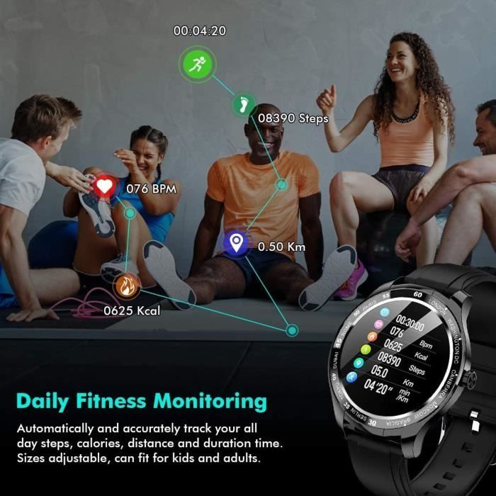 Montre Connectée Femmes Homme Smartwatch Tactile Bracelet Connecté Etanche  Sport Podometre Cardio Montre Intelligente Vibrante - Cdiscount Téléphonie