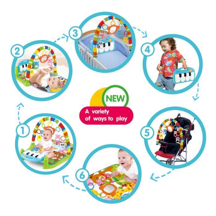 Tapis D'Éveil Bébé 8 En 1 TFDER - Jouets Sensoriels Détachables - Hexagonal Vert - Pour 0 Mois Et Plus