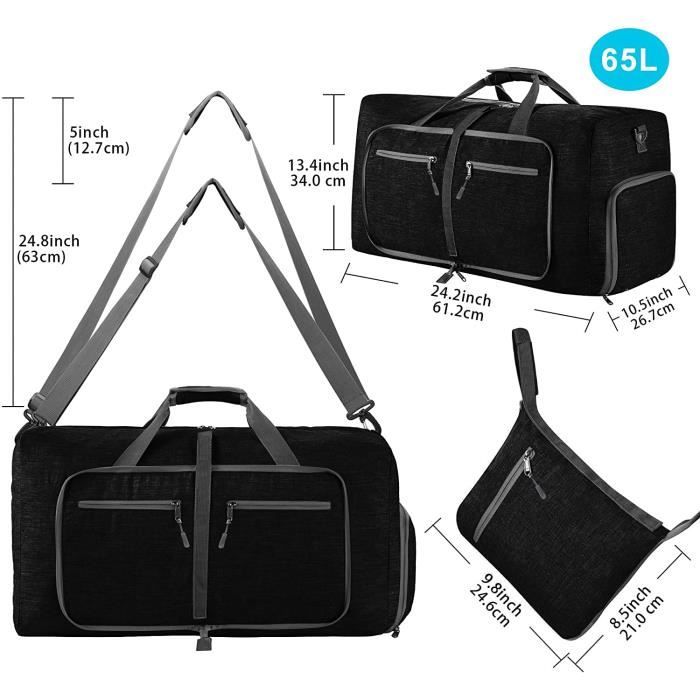 Sac de voyage grand 115L sacs de voyage pliables sac de sport léger pour  hommes avec compartiment à chaussures pour les week-ends hommes femmes sacs  polochons noir