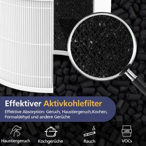 Filtre Rechange LEVOIT Core 300 - Purificateur D'Air 3 En 1 HEPA H13 - Compatible Core 300/300S/300-P