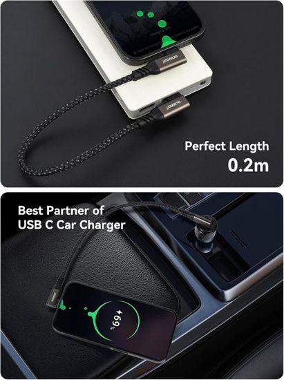 Silkland Cable corto USB C a USB C de 240 W de 1 pie, carga rápida de