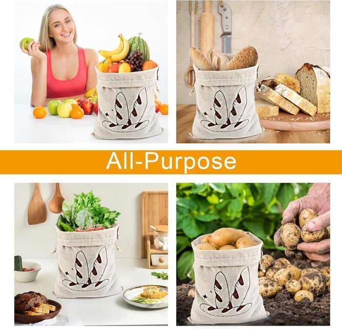 Sacs Pain Lin Sacs à Pain En Lin - Lot De 2 - 40x30cm - Cordon Serrage - Réutilisables Et Lavables Sacs écologiques Cuisine