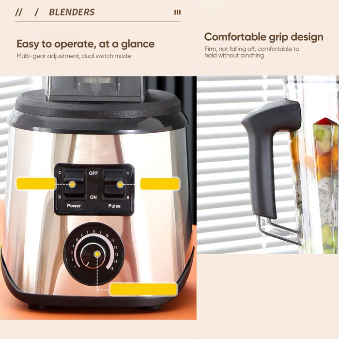 Blender 9500 W - Mixeur 3 en 1 - 15 Vitesses - 2.5L+1.5L+0.5L - lames en acier inoxydable - Vitesse Réglable- robot mixeur - 11 - Electroménager
