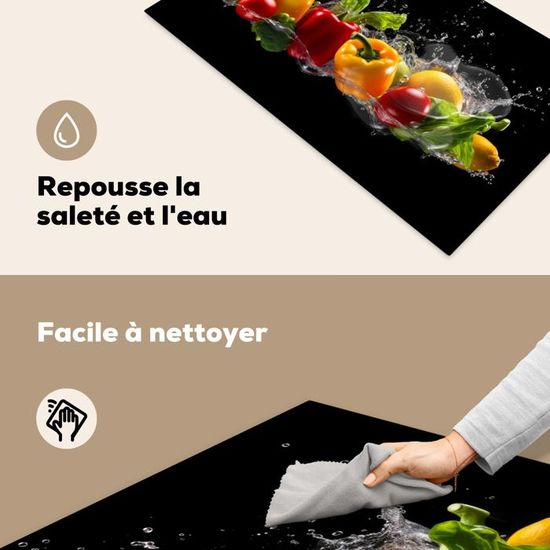 Protège Plaque Induction 59x52 Cm Marron – Tapis Cuisine Chien Cuisinier, Anti-Rayures, Décoratif, Espace Travail Supplémentaire