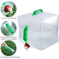 Réservoir d'eau bidon eau Pliable Sac Conteneur Portable poche hydratation Transparent Durable Grande Capacité pour Camping 20L-0