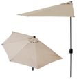 casa.pro demi-parasol (Ø300cm) (beige) parasol à manivelle - parasol de marché - parasol de jardin - en demi-cercle-0