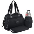 Baby on board- sac à langer - sac urban classic black - 2 compartiments à large ouverture zippée - 7 poches - sac repas - tapis à la-0