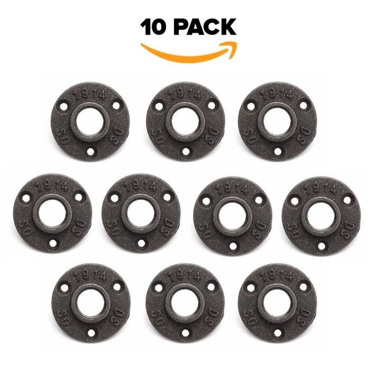 10 Brides De Sol Filetées 1/2" Pour Tuyau 15mm - Alliage Aluminium - Support Étagère Industrielle