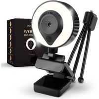 mondea 1080p webcam avec microphone et anneau lumineux - full hd usb camera pour pc - facecam avec trépied - streaming cam po[A472]