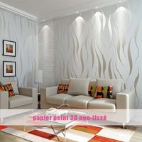 MTEVOTX Rouleau de papier peint non-tissé en relief moderne et minimaliste - motif de plantes aquatiques en 3D - 0.53 m x 9.5 m