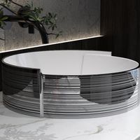 Vasque à rayures argentées MEJE - 42 x 42 cm - évier en céramique pour salle de bain