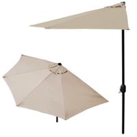 casa.pro demi-parasol (Ø300cm) (beige) parasol à manivelle - parasol de marché - parasol de jardin - en demi-cercle