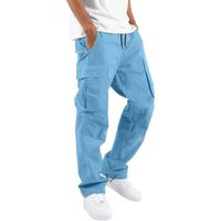 PANTALON Pantalon Cargo Homme Grande Taille Pantalons Jogging de Travail Sport Survêtement Jogger avec Poches 2023 Coton Bleu ciel