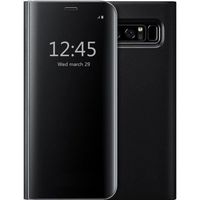 Coque Pour Samsung Galaxy Note 8 ,Clear View Smart Cover Stand Miroir Antichoc Housse - black