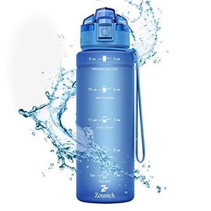 GOURDE Gourde Sport Bleu 0.5L 500ml, Bouteille Eau Plastique Réutilisable sans BPA, Anti Fuite Gourde pour Enfant & Adulte