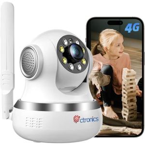 CAMÉRA IP Ctronics 3G/4G LTE Caméra Surveillance Intérieur avec Carte SIM 360° PTZ Vision Nocturne Couleur Détection Humaine/Mouvement