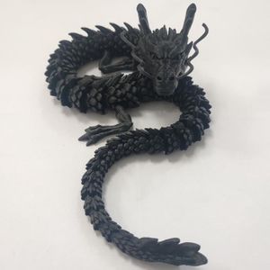 FIGURINE - PERSONNAGE Noir - 55cm - Dragon articulé chinois Long, Flexible et réaliste, imprimé 3D, modèle de jouet, décoration pou