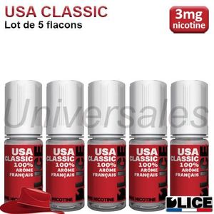 LIQUIDE Lot de 5 e liquides 3mg USA CLASSIC DLICE – 50ml