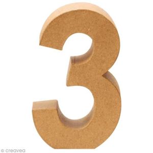 Support à décorer Chiffre en carton 3 qui tient debout - 17,5 x 11,5 cm Chiffre en carton à peindre ou à décorer : - Numéro : 3 - Hauteur : 17,5 cm -
