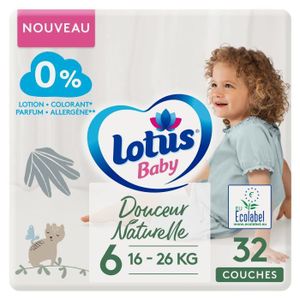 COUCHE LOTUS BABY Couches Douceur Naturelle taille 6 - Le paquet de 32 couches