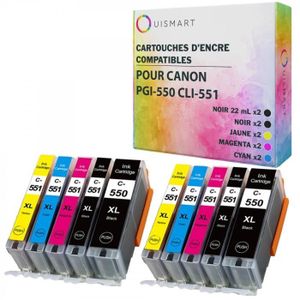 PACK CARTOUCHES OuiSmart® PGI-550 CLI-551 Pack 12 Cartouches Encre